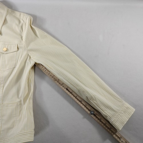 Jones New York Women Stretch Yellow White Striped Jacket Full Zip 2 Pockets Sz M - Picture 9 of 10