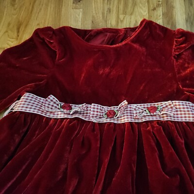 size 6x christmas dresses Vintage Bonnie Jean Girls Red White Lace Collar Christmas Dress, Size 6x
