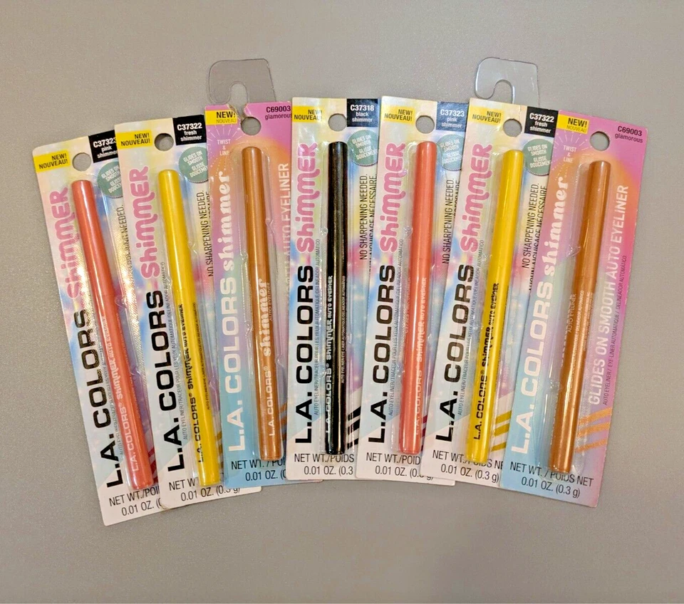 Lot of 7 LA Colors Shimmer Auto Eyeliner Pink, Black, Yellow, Gold, NEW Liner - Image 3 of 4
