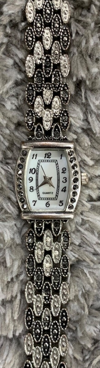 M.Z.‎ Berger Women\'s Watch WS01 Silver Tone and Black Band Running M.Z. BERGER WS01 Marcasite main image 3