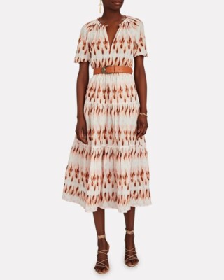 A.L.C Mischa Tie Dye Ruffle Hem Cotton Blend Dress, Size 2