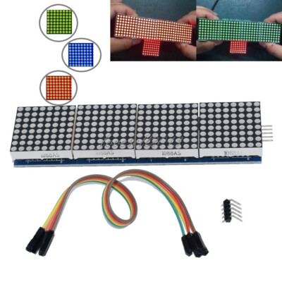 NEW RGB MAX7219 4 In 1 LED Display Microcontroller+5P Line Dot Matrix Module