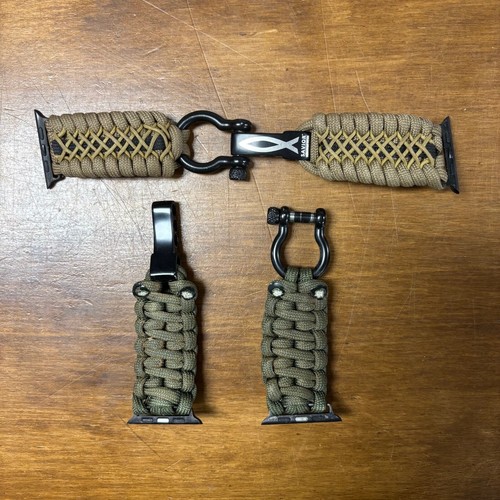 Savior Survival Gear Paracord Apple Watch Band Set of 2 Brown Green - Photo 2 sur 3