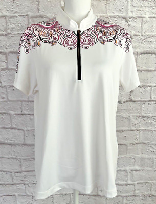 EP Pro Tour Tour Golf Top XL White 1/4 Zip Short Sleeve Polo Stretch Mauna Lani