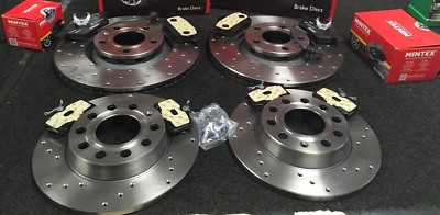 AUDI A4 TDI S LINE B7 AVANT BRAKE DISC CROSS DRILLED MINTEX BRAKE PAD FRONT REAR