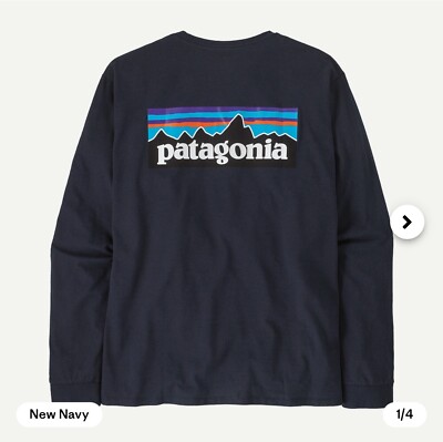 Patagonia Men's Long-Sleeved P-6 Logo Responsibili-Tee / New Navy