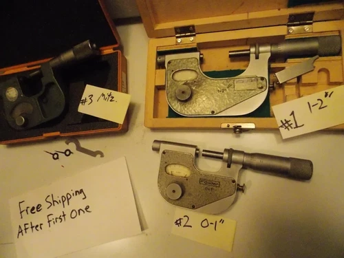 FOWLER 0-1” 1-2" .0001” INDICATING MICROMETER COMPARATOR Mitutoyo Case Choose