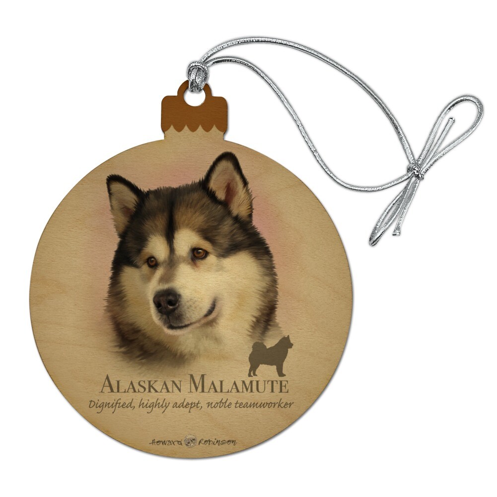 Alaskan Malamute Dog Breed Wood Christmas Tree Holiday Ornament