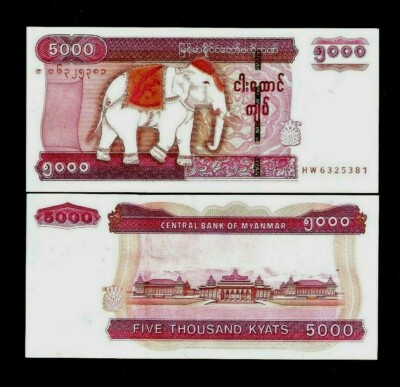 その他 The old burma money MYANMAR 5000 KYAT P-83 2015 ELEPHANT UNC ANIMAL CURRENCY BILL