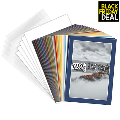 5x7 Mixed Colors Photo Mat Boards Fits 4x6 DIY Picture Framing Art Print Mats