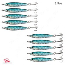 10pcs Fish WOW!® 3.5oz Fishing Mega Live Bait luna Jig blue with a Treble Hook