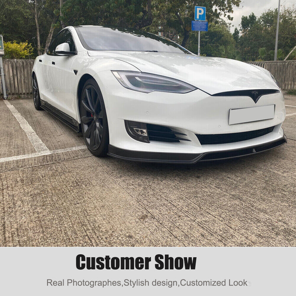 Carbon Fiber Look Front Bumper Lip Spoiler For Tesla Model S 2016-2020 - STP Style