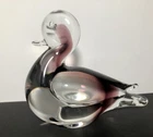 Vintage Murano Glass Duck Italian Sommerso Art 1970s Plum Cranberry
