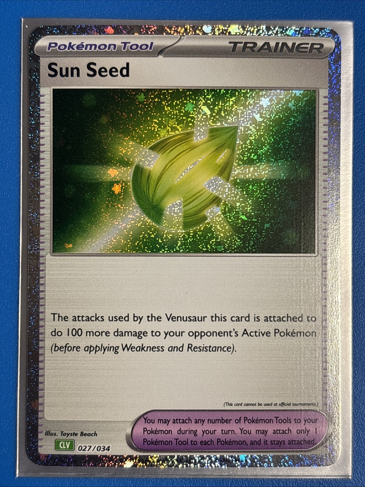 Sun Seed 027/034 Pokémon TCG Classic Venusaur Deck (CLV) Holo NM + Card Saver
