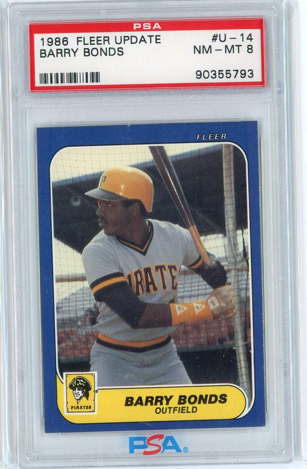 Graded 1986 Fleer Update Barry Bonds #U144444 Rookie RC Baseball Card PSA 8 view 1