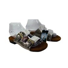 Vionic Orthaheel Leather Double Strap Sandals Czarina Silver Snake Women’s US 7
