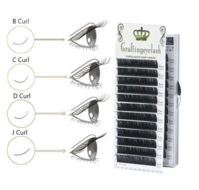 12 Stück individuelle Wimpernverlängerung Classic Mink Lashes Pack Tray C, B, D, J Curl UK