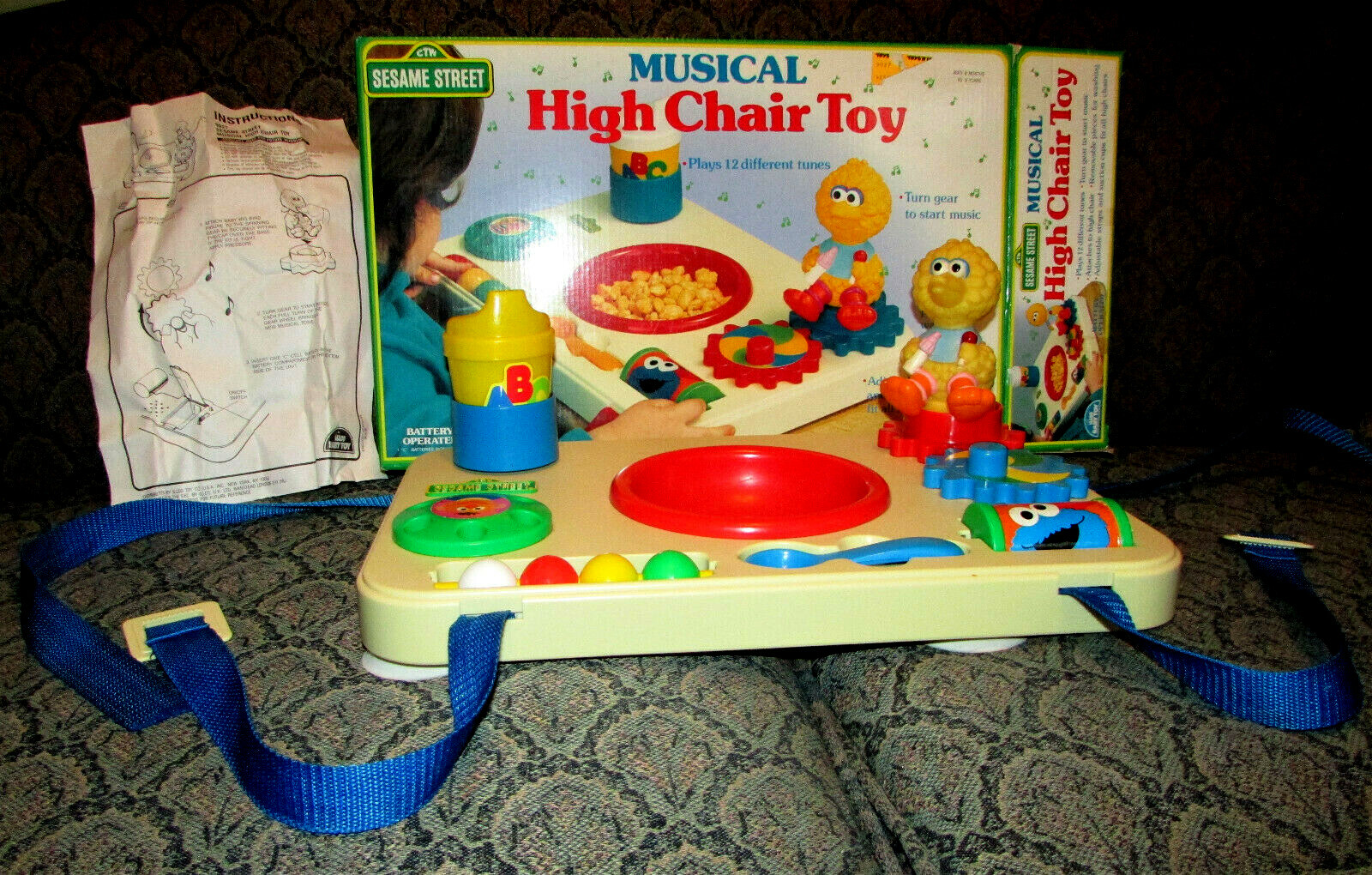 Sesame Street Vintage 1990 Musical High Chair Toy w Box & InstructNS