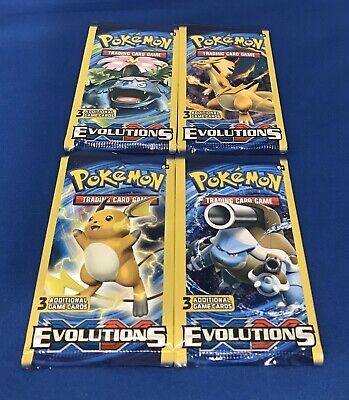4 Sealed Pokemon Xy Evolutions 3 Card Booster Packs All 4 Artworks Ebay