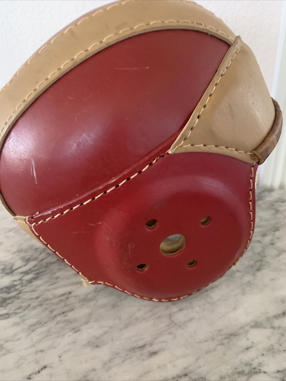 Vintage 1940s Hutch H18 leather youth football helmet red/tan excellent shape! eBay