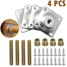 4Pcs Level Legs Fixing Mounting Plate Bracket Furniture Table Feet Set w/ Screws