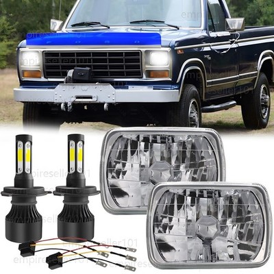 Pair For Ford F150 1981 1982 1983 1984 7x6 5x7'' LED Headlights Hi Lo Beam H6054