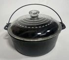 Vintage Unmarked Wagner Cast Iron 5 Qt Dutch Oven with Glass Lid C-8
