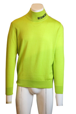 GCDS Herren Pullover M Lime Stehkragen Logo Made in Italy Neu & Original