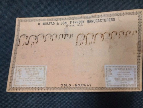 Antique O. Mustad & Son Fish Hook Salesman Sample Cards OSLO Norway Set of 5 - Picture 5 of 15