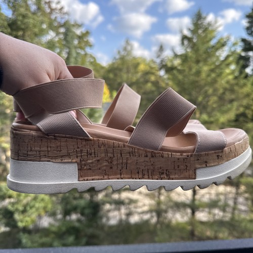Steve Madden Bandi sandali donna 8,5M beige cinturino sughero plateau zeppa elasticizzati - Foto 14 di 18