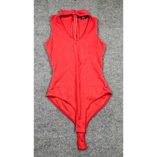 Lulus Womens Red Sleeveless V-Neck Cutout High Neck Bodysuit Size Medium