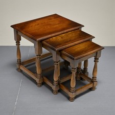 Vintage Nest Of Tables Oak Tudor Style Attractive Set FREE UK Delivery.