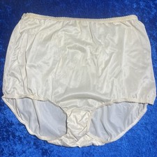 Vintage Nylon Brief Panties Shiny White Large No Tag FLAWS
