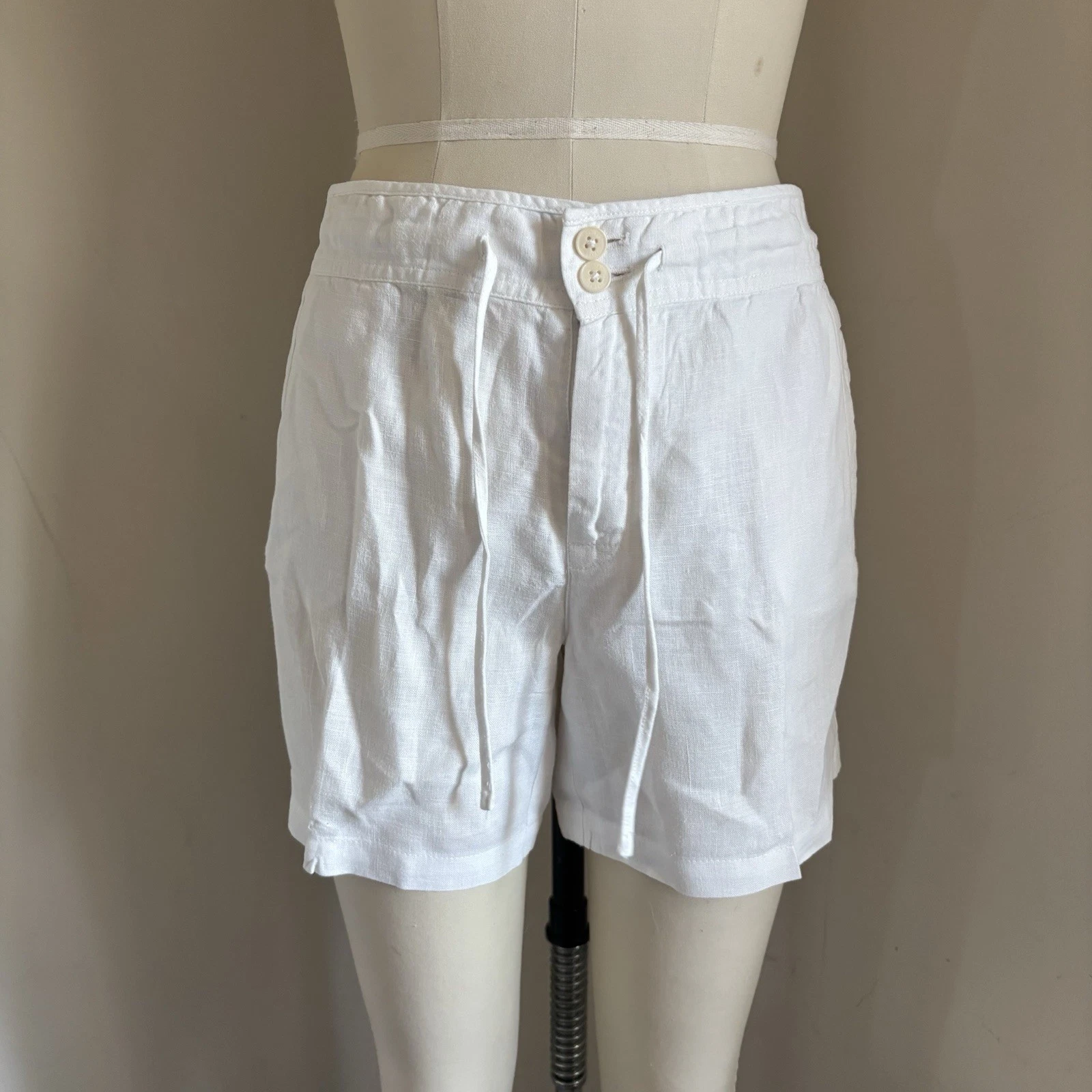 Women’s Ralph Lauren White 100% Linen Shorts Size 8