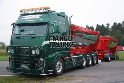 LKW Foto Volvo FH Kippanhänger Schweden grün CLIFFTON KIVIK #a9eb
