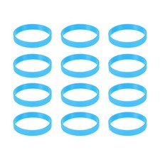 12pcs Plain Silicone Wristbands 8 Inch Circumference 1/2 Inch Width, Blue