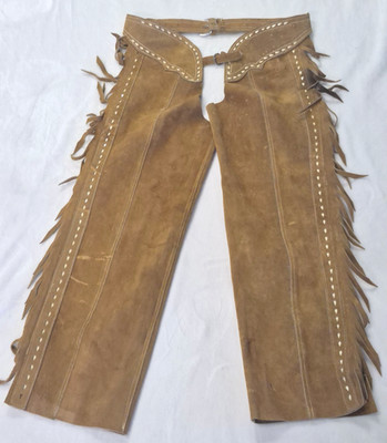 Vintage Western Cowboy Chaps Fringed Adjustable