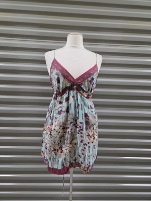 Johnny Was Ellyo Halter Mini Dress  Multicolor Boho Sz Medium 