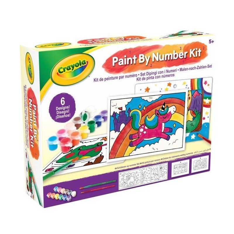 Peinture par numéro Crayola 6 gabarits dessin enfant 5 ans coffret loisir créatif gouache