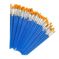100Pcs Nylon Hair Oil Paint Brush Flat Brush Acrylic DIY Drawing Pen 17cm NEW