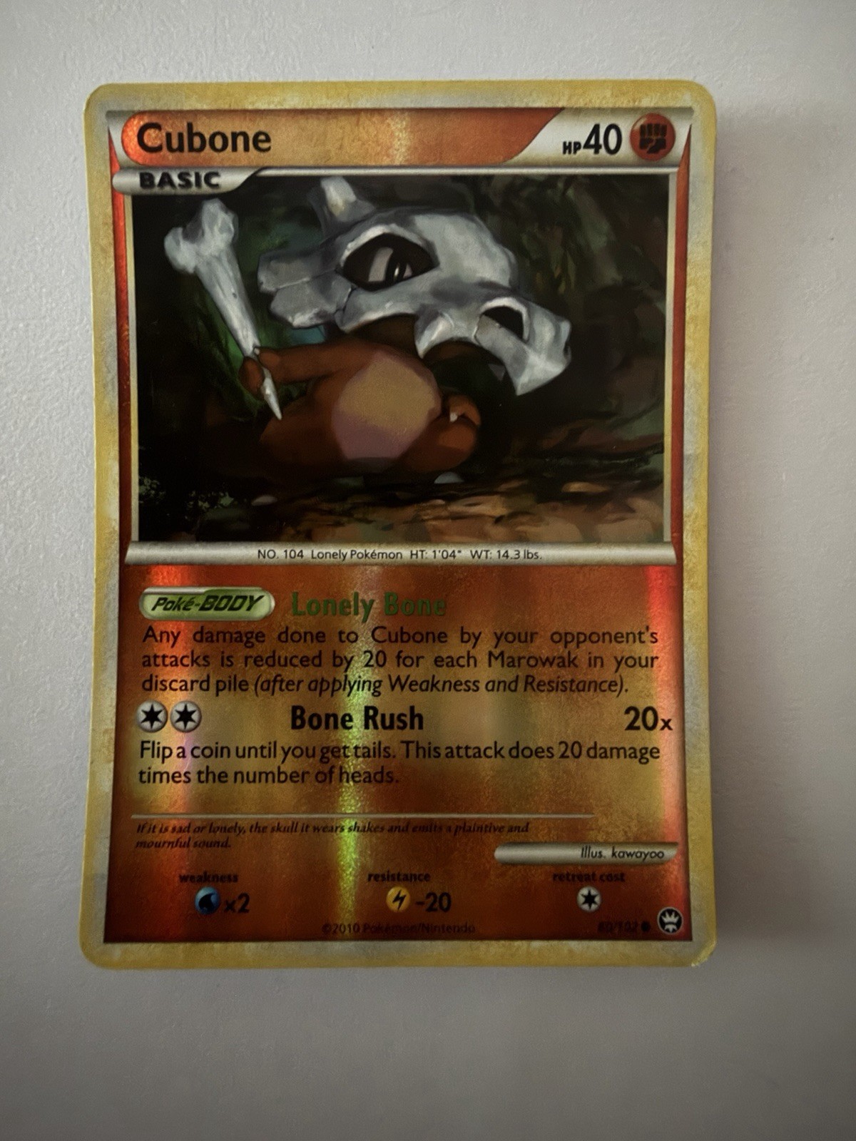Pokemon TCG Cubone 60/102 Triumphant Reverse Holo Eng Common Basic 40HP 2010