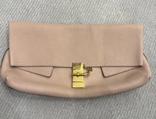 Chloe Leather Clutch  - Cement Pink