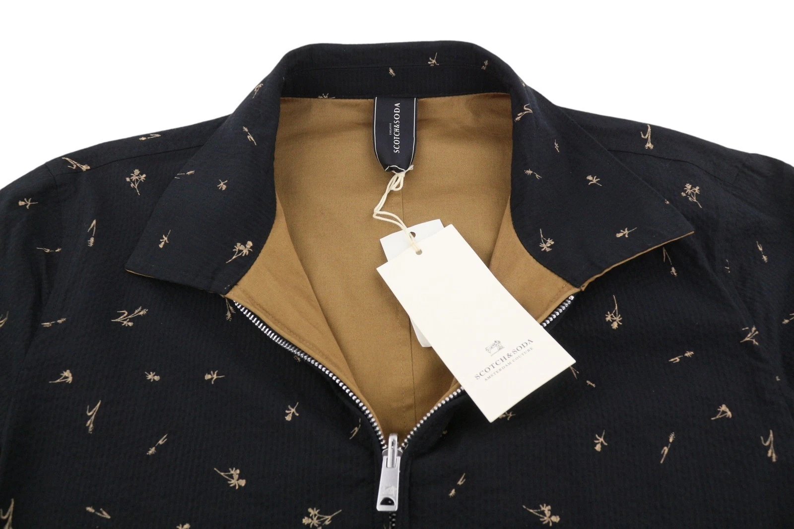 SCOTCH & SODA Men Jacket M Black Reversible Patterned Lightweight Full Zip DDP image 7