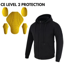 Riparo Men’s Motorcycle/Motorbike Hoodie Jacket w/ CE Armor w/Aramid Lining