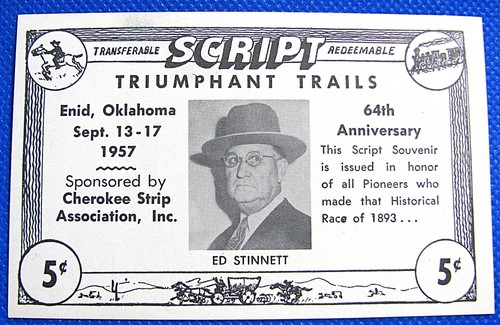 1957 - Enid, OK - Triumphant Trails Transferible Script Cherokee Strip - #S1668 - Imagen 1 de 2