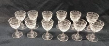 Vintage Crystal Patterned Cordial Aperitif Stemmed Gasses, Set of 12!