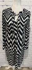 New York & Company black & white chevron print long-sleeved dress Size Small