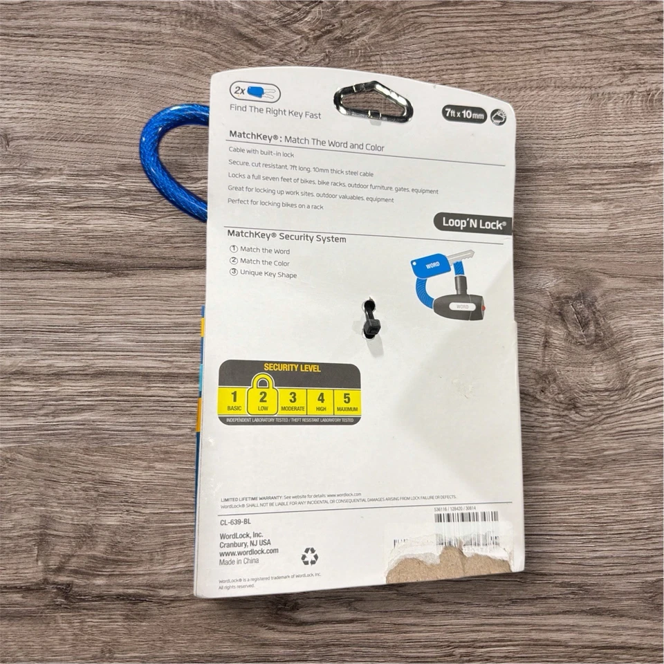 WordLock MatchKey Security Matching Key and Cable - Blue - 7Ft - Image 2 of 2