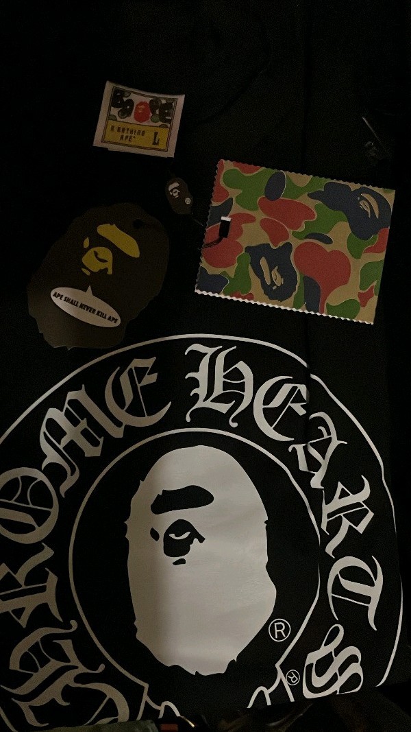 A Bathing Ape Black Graphic Logo Jersey Cotton Men's T-Shirt Size L