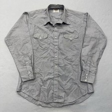 Vintage Ruddock Shirt Mens XL 17-35 Solid Gray Western Pearl Snap